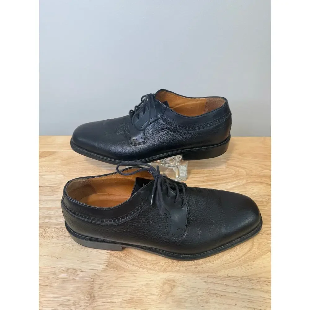 Johnston & Murphy Made in Italy Black Deerskin Leather Dress Shoes Size 8.5. JL